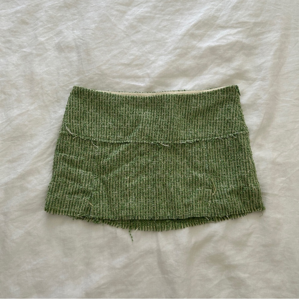 Abercrombie green tweed low rise mini skirt